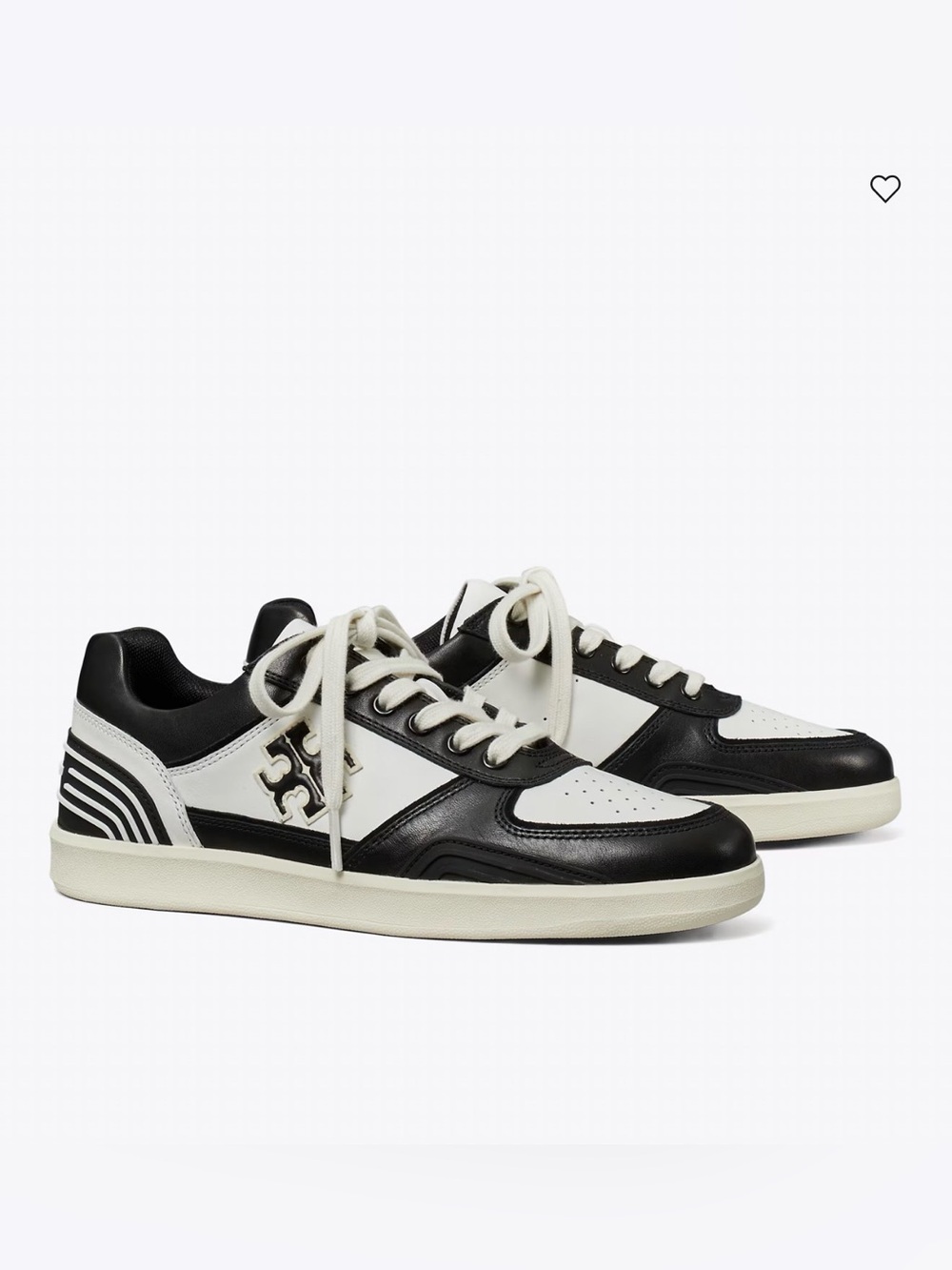 NWT Tory Burch Clover Court Leather Sneakers Black White Size 8